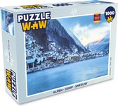 Puzzel Alpen - Dorp - Sneeuw - Legpuzzel - Puzzel 1000 stukjes volwassenen