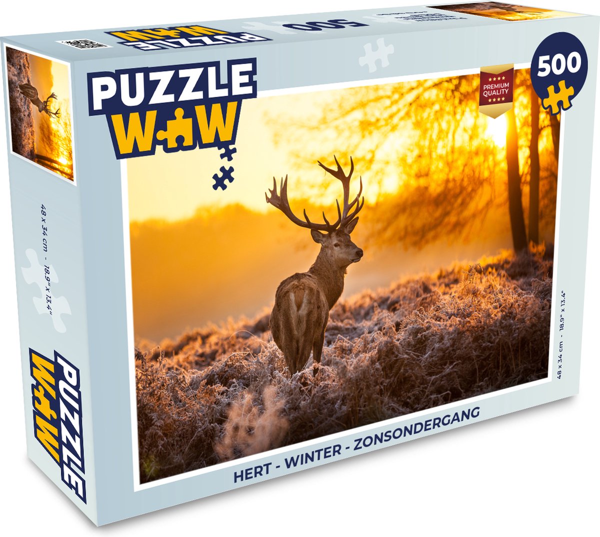 Puzzel Hert - Winter - Zonsondergang - Legpuzzel - Puzzel 500 stukjes |  bol.com