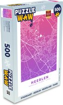 Puzzel Stadskaart - Heerlen - Nederland - Paars - Legpuzzel - Puzzel 500 stukjes - Plattegrond