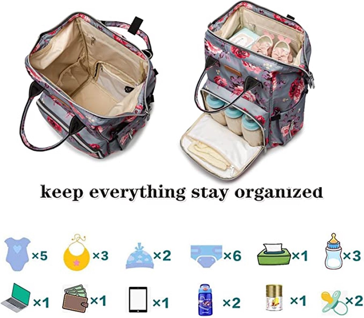 Luxe luiertas - baby tas - luier rugzak - premium kwaliteit - pasgeboren baby – foto 5