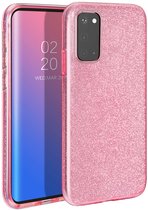 Casemania Hoesje Geschikt voor Samsung Galaxy A03 Roze - Glitter Back Cover