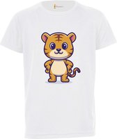 Kinder sportshirt / Tijgertje / Sportshirt wit / M