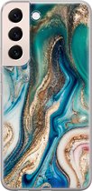 Hoesje geschikt voor Samsung Galaxy S22+ - Magic marble - Soft Case - TPU - Marmer - Multi, Groen - Mooie Telefoonhoesjes