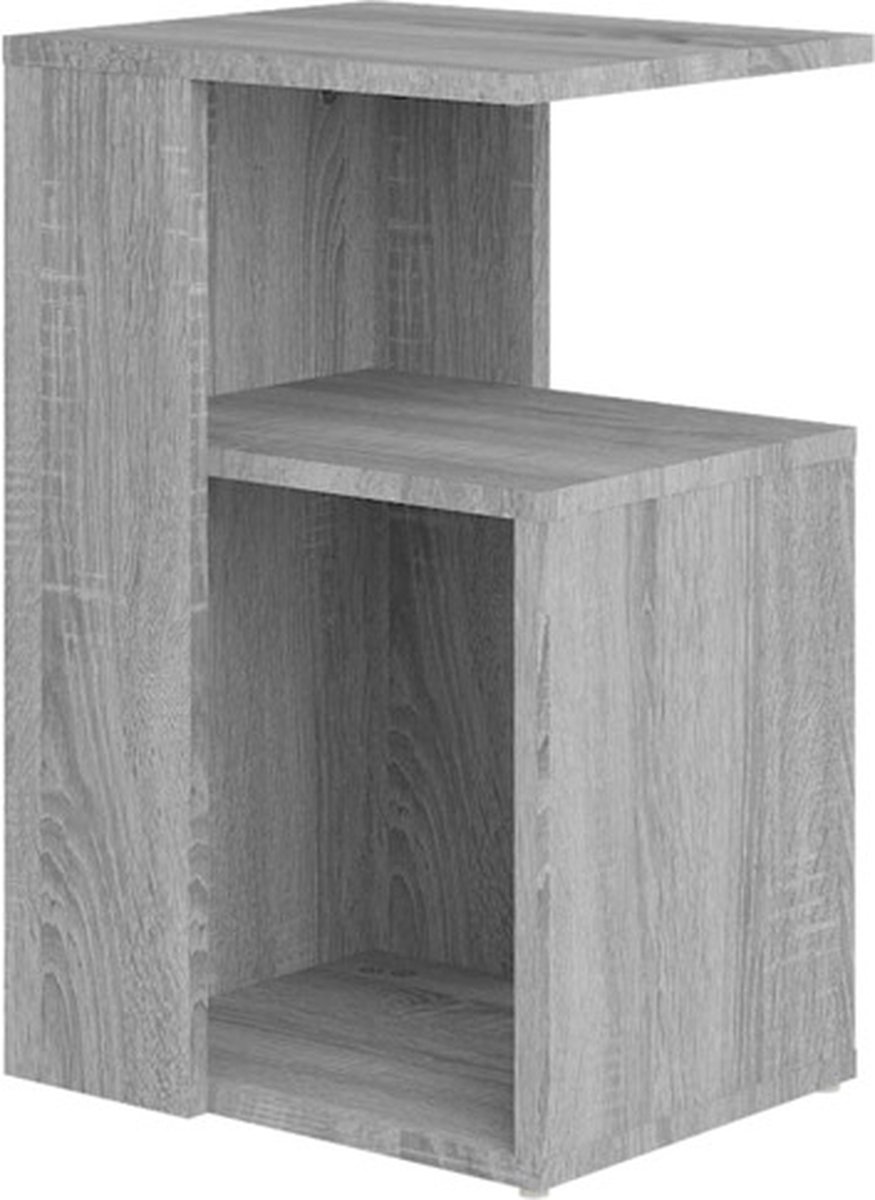 vidaXL Bijzettafel - 36x30x56 - cm - bewerkt - hout - grijs - sonoma - eikenkleurig grijs sonoma eiken