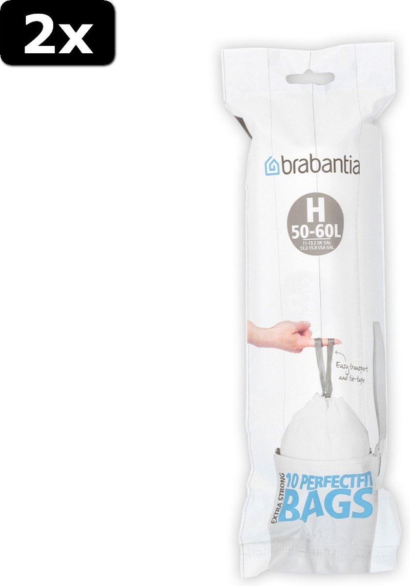 Brabantia PerfectFit Vuilniszakken - 50 - 60 l - Code H - 2 rollen x 10 stuks