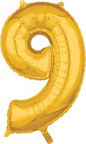 Cijfer "9" Goud Folie Ballon, 43 x 66 cm