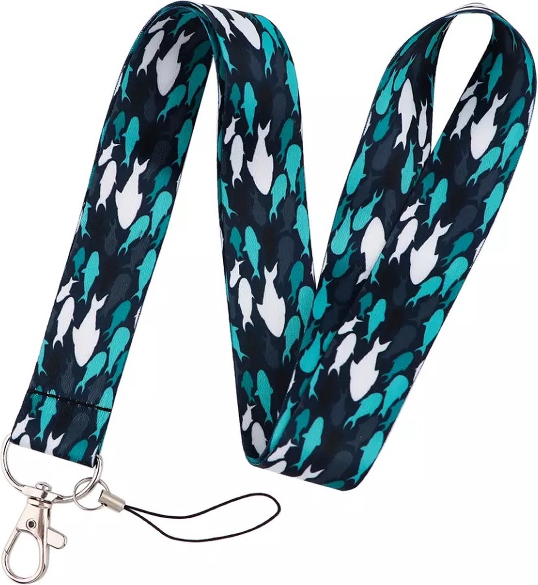 GoedeDoelen.Shop | Lanyard Sleutelkoord Vissen | Sleutelhanger | Keycord | Lanyard | Vissen Keycord | Vissen Sleutelhanger | Lengte 47 CM | Ocean Clean Up | Sleutelbos Koord | Unisex