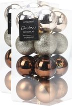 32x stuks kerstballen mix herfstkleuren glans/mat/glitter kunststof diameter 5 cm - Kerstboom versiering