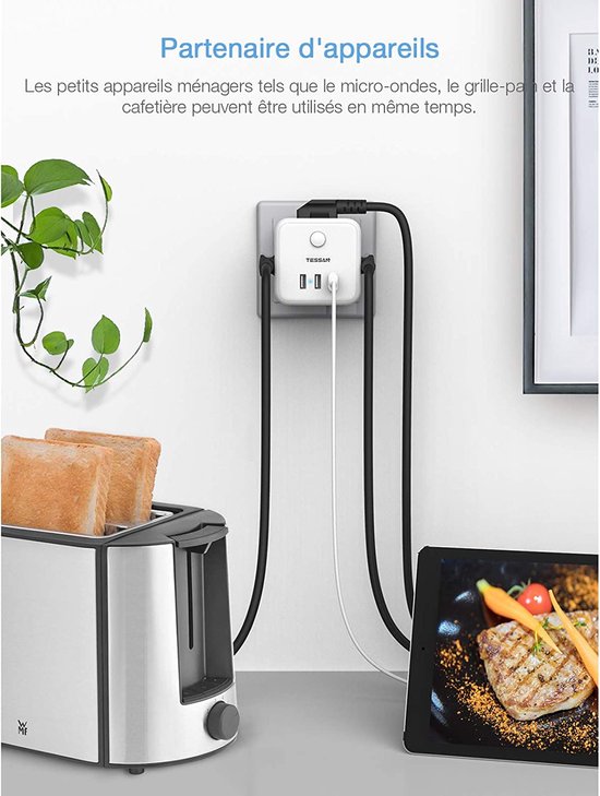 Brennenstuhl BN-1153590420 Estilo Hoekstopcontact 4-voudig Voor Kantoor En Keuken Wit
