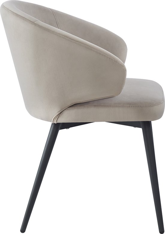 HTfurniture-Bull Chaise de Salle à Manger en Velours Gris Clair avec Pied Noir