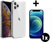 iPhone 11 Pro Hoesje Siliconen Shock Proof Case Transparant Met Screenprotector - iPhone 11 Pro Hoes Extra Stevig Hoesje Cover Met Screenprotector