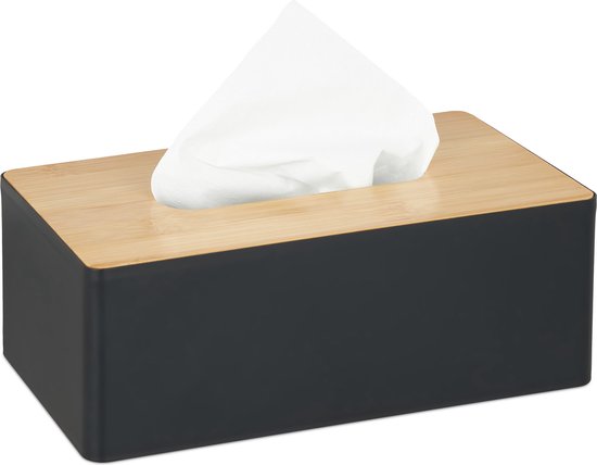 Relaxdays tissue box kunststof - grote tissuehouder badkamer - moderne zakdoekendoos xxl