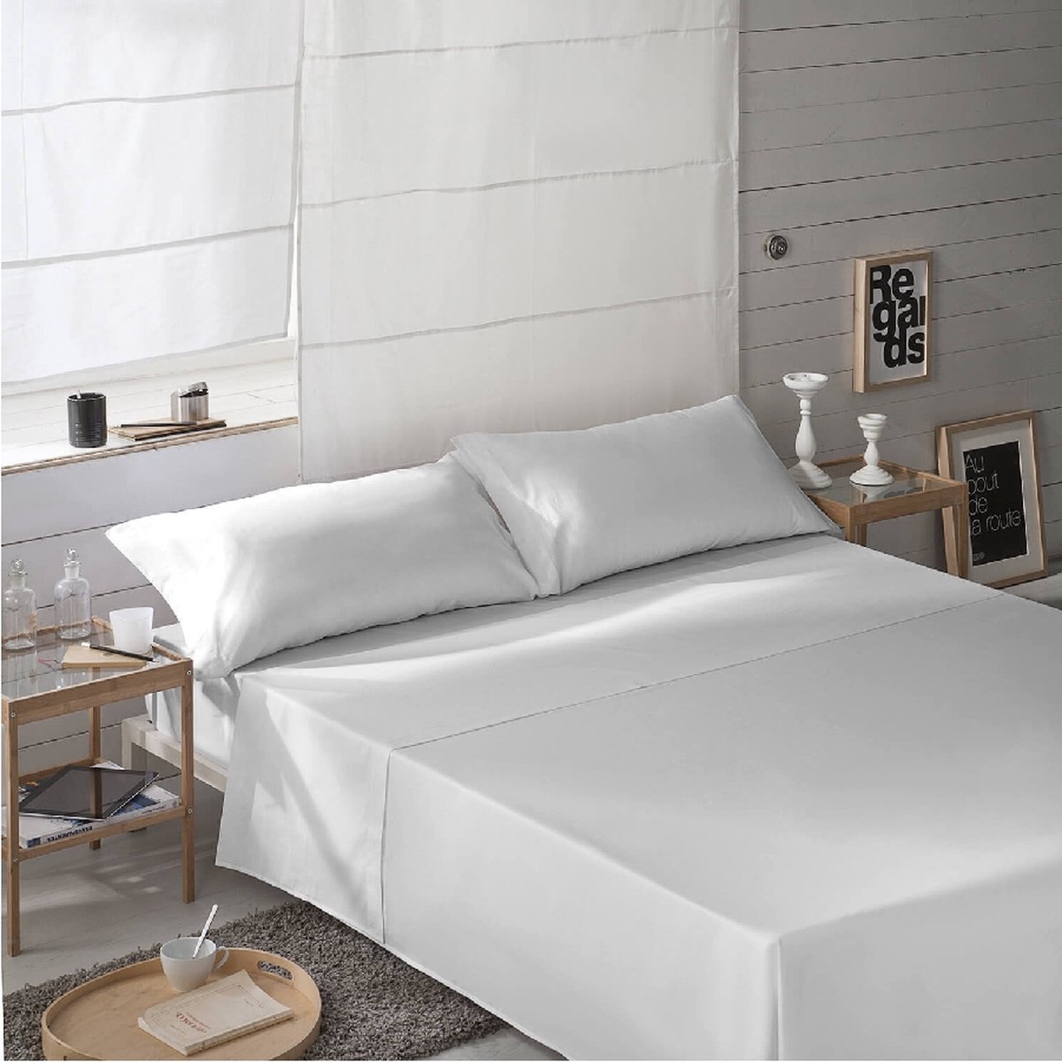 Bovenblad Naturals Wit (Bed van 90) (160 x 270 cm)