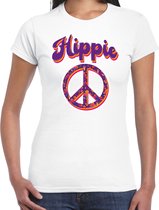 Hippie t-shirt wit voor dames - 60s / 70s / toppers outfit / kleding L