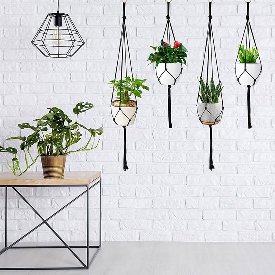 Verpakking Van 6 Macramé Hangende Plantenpotten, Hangende Plantenpotten Hangende Plantenpotten Van Katoentouw Hangpotten Voor Planten Houders Hangende Plantenmanden Voor Binnen En Buitenplafonds Balkons En Muurdecoraties