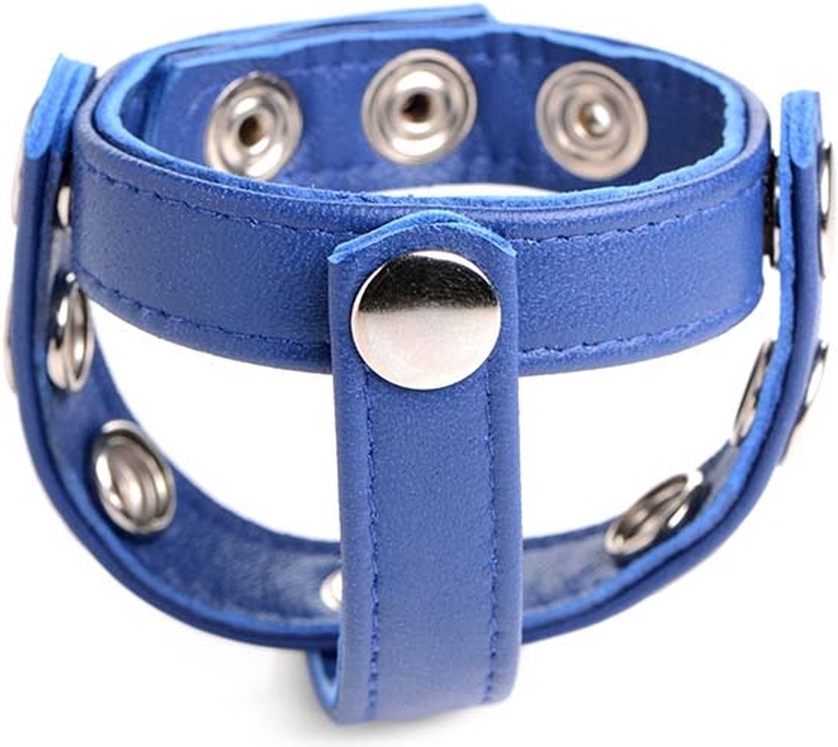 XR Brands Cock Gear - Leren Klikharnas blue