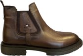 Heren schoenen- Chelsea Boots- Enkellaars (Let op: Zonder rits) Mannen laarzen 1006- Leather- Bruin- Maat 41