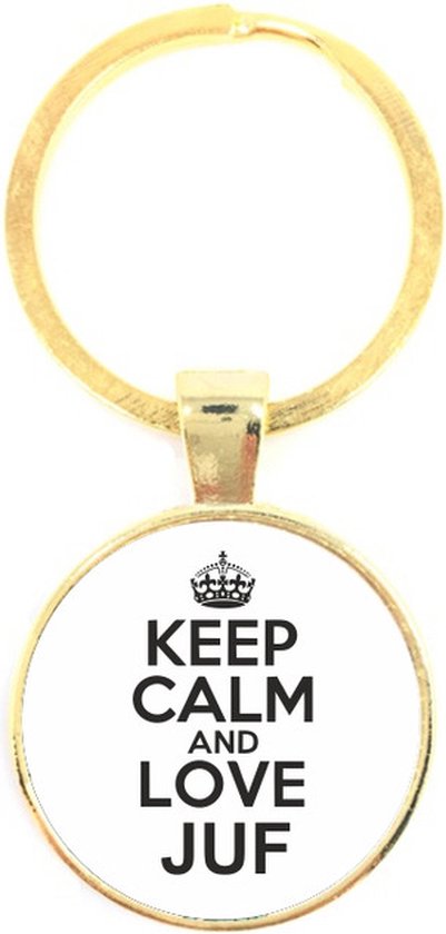 Sleutelhanger Glas -  Keep Calm And Love Juf