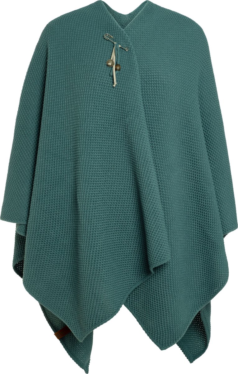 Knit Factory Jazz Gebreid Omslagvest - Dames Poncho - Wikkelvest - Gebreide groene poncho - Gebreide mantel - Winter poncho - Dames cape - One Size - Laurel