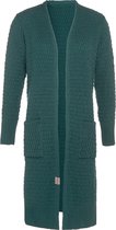 Knit Factory Jaida Lang Gebreid Dames Vest - Grof gebreid groen damesvest - Cardigan voor de herfst en winter - Lang vest tot over de knie - Laurel - 36/38 - Met steekzakken