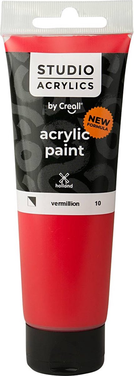Acrylverf – Rode Verf – Acrylaatverf – Acrylic paint – Hobbyverf – Knutselen en Verven – Sneldrogend – Vermillion (#10)– Semi Dekkend – Creall Studio – 120 ml