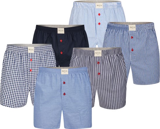Phil & Co 6-Pack Woven Wide Boxer Shorts Men Multipack 6-Pack - Taille L - Boxer Boxers homme
