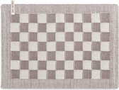 Knit Factory Gebreide Placemat - Onderlegger Block - Eetmat - Ecru/Taupe - 50x30 cm