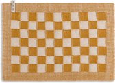 Knit Factory Gebreide Placemat - Onderlegger Block - Ecru/Oker - 50x30 cm