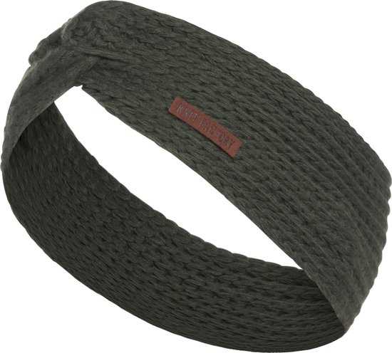 Knit Factory Joy Gebreide Dames Hoofdband - Haarband - Oorwarmers dames - Hoofdwarmer vrouwen - Hoofdband winter - Khaki - Groen - One Size