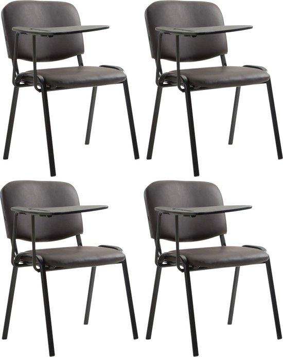 CLP Ken Set de 4 chaises - avec table pliante - Similicuir marron