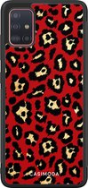 Casimoda® hoesje - Geschikt voor Samsung Galaxy A71 - Luipaard Rood - Zwart TPU Backcover - Luipaardprint - Rood