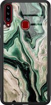 Casimoda® hoesje - Geschikt voor Samsung Galaxy A20s - Groen marmer / Marble - Luxe Hard Case Zwart - Backcover telefoonhoesje - Groen