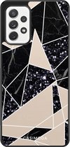 Casimoda® hoesje - Geschikt voor Samsung Galaxy A72 - Abstract Painted - Zwart TPU Backcover - Geometrisch patroon - Bruin/beige
