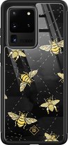 Casimoda® hoesje - Geschikt voor Samsung Galaxy S20 Ultra - Bee Yourself - Luxe Hard Case Zwart - Backcover telefoonhoesje - Zwart