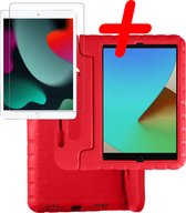 Hoesje Geschikt voor iPad 10.2 2021 Hoesje Kinder Hoes Shockproof Kinderhoes Met Screenprotector - Kindvriendelijk Hoesje Geschikt voor iPad 9 Hoes Kids Case - Rood