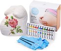Chuckle Gipsbuik Afdruk Pakket voor Zwangere - inclusief Gipsverband/Gipsrollen & 12 Kleuren Verf - Ideaal Kraamcadeau/Babycadeau