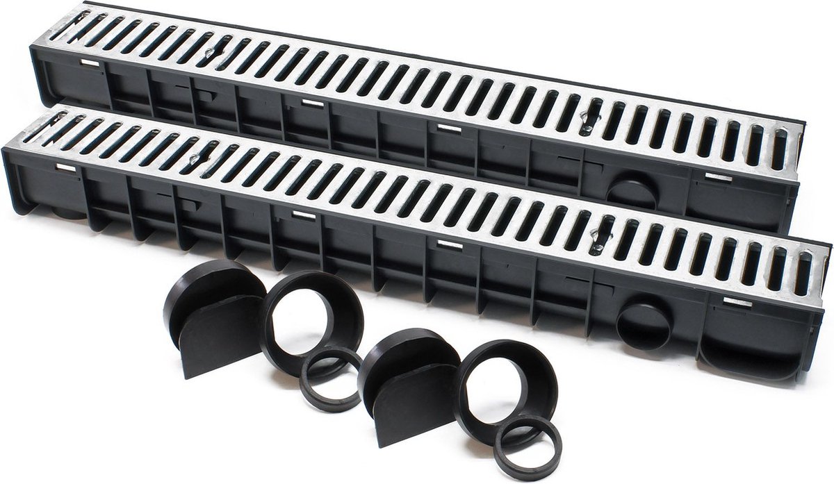 Caniveau De Drainage Linéaire En PEHD 1000x200x200 Mm – Avec Grille – Pour Jardin, Terrasse, Allée