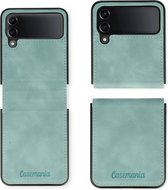 Casemania Hoesje Geschikt voor Samsung Galaxy Z Flip 4 Aqua Blue - Kunstlederen Back Cover