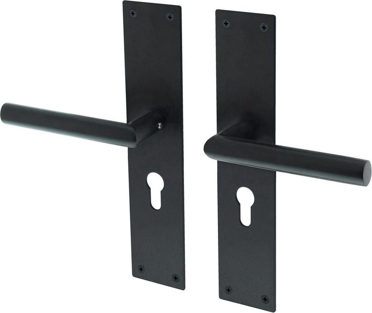 Deurkruk Lavuzo Nuoro Zwart | Deurklink op schild PC55 | Per set | Deurkruk