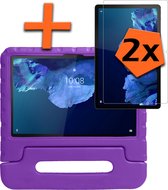 Hoes Geschikt voor Lenovo Tab P11 Plus Hoes Bumper Kindvriendelijk Kids Case Kinderhoes Met 2x Screenprotector - Hoesje Geschikt voor Lenovo Tab P11 Plus Hoesje Shockproof Cover Hoes - Paars