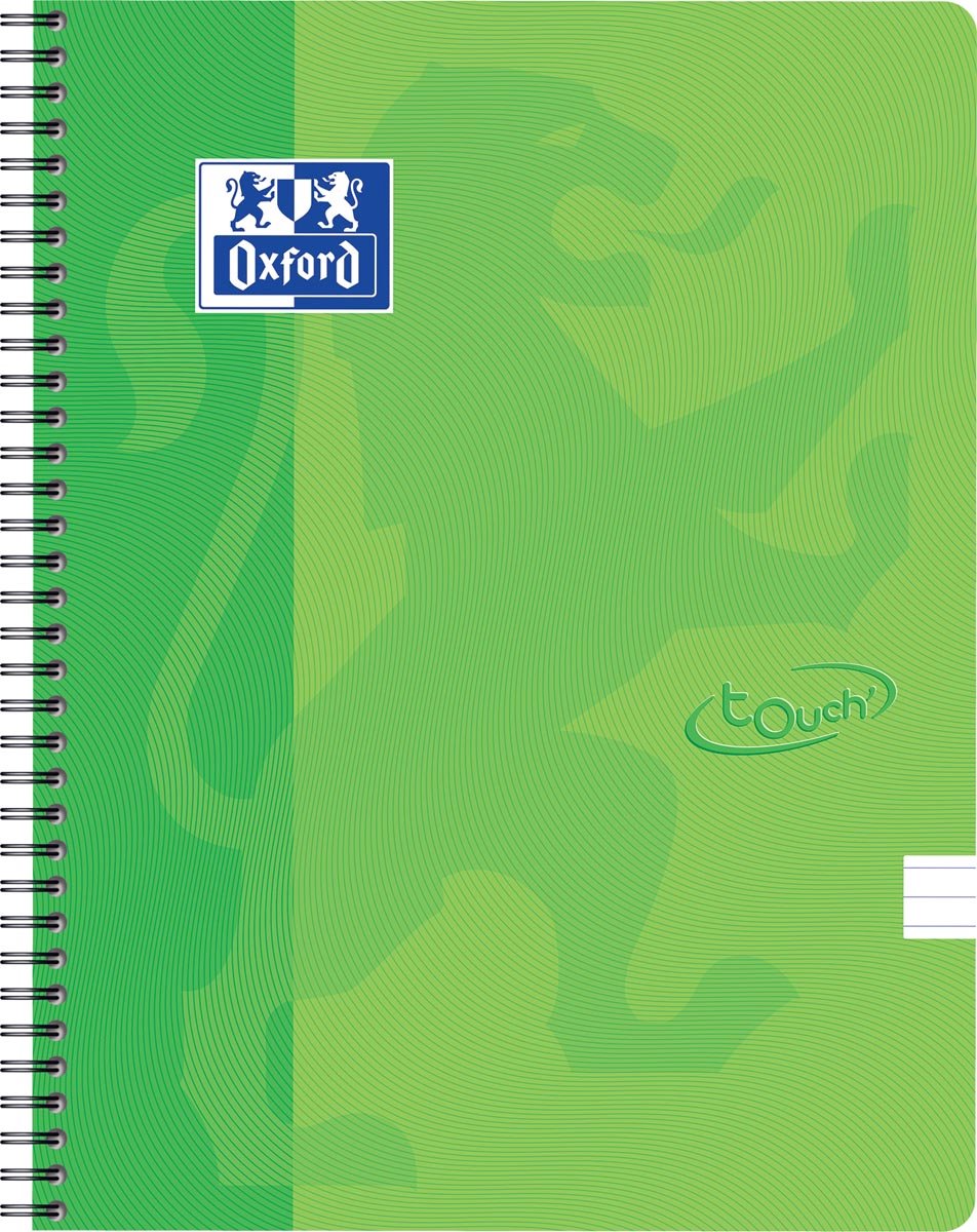 Oxford School Touch spiraalblok, ft A4, 140 bladzijden, gelijnd, groen (lime) 5 stuks