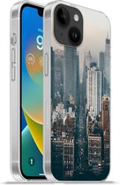 Geschikt voorApple Iphone 14 - Softcase hoesje - Skyline van New York - Siliconen Telefoonhoesje