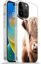 Geschikt voorApple Iphone 14 Pro Max hoesje - Schotse hooglander - Koe - Dieren - Siliconen Telefoonhoesje