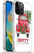 Geschikt voorApple Iphone 14 Pro - Softcase hoesje - Kerst - Auto - Spreuken - Quotes - Merry Christmas - Siliconen Telefoonhoesje