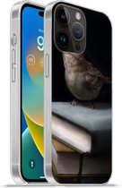 Geschikt voorApple Iphone 14 Pro Max hoesje - Vogel - Boeken - Portret - Siliconen Telefoonhoesje