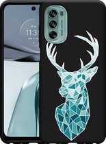 Motorola Moto G62 5G Hoesje Zwart Art Deco Deer - Designed by Cazy