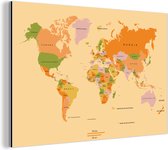 Carte du monde colorée sur fond vert clair Aluminium 90x60 cm