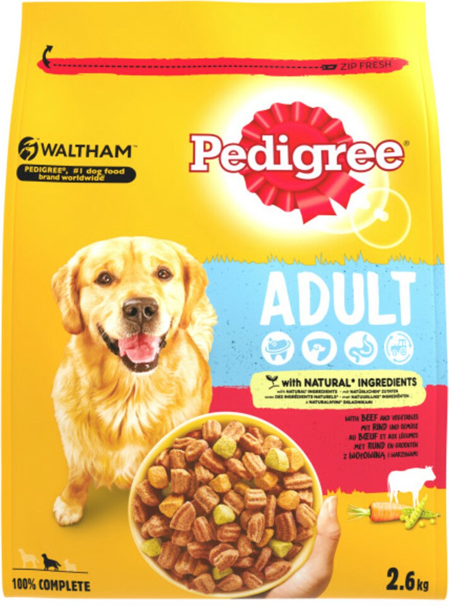 3x Pedigree Vital Droogvoer Adult Rund 2,6 kg