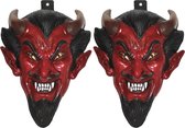 2x stuks halloween/Horror party plastic duivel wand/muur versiering masker