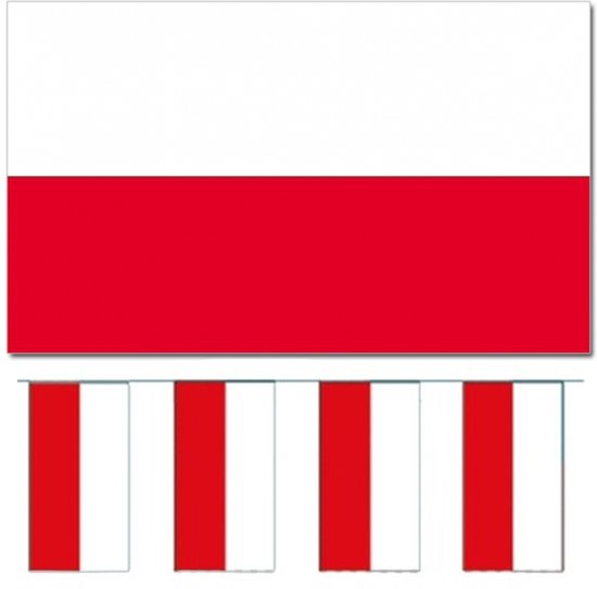 Bellatio Decorations - Vlaggen versiering set - Polen - Vlag 90 x 150 cm en vlaggenlijn 4 meter